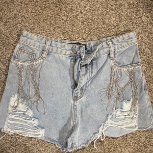 Light wash blue jean shorts